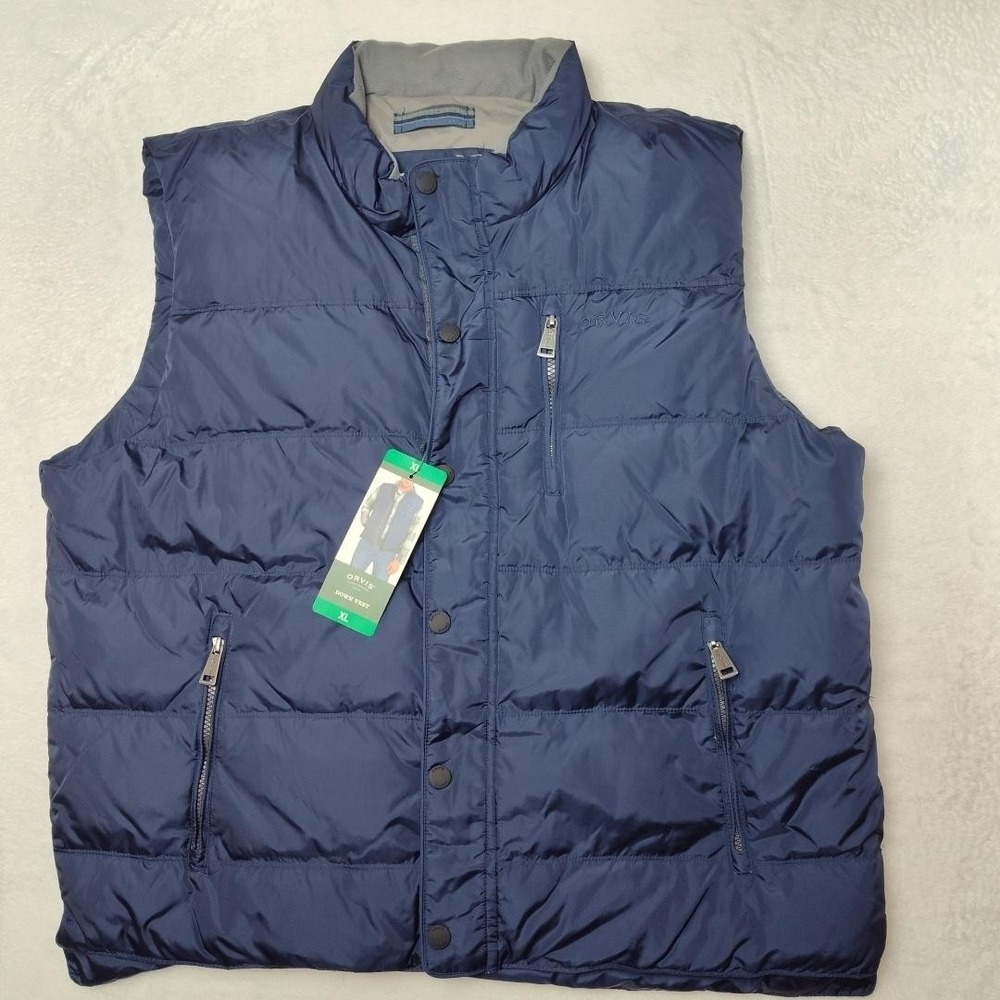 Orvis Vest Mens XL Black Essex Down Puffer Jacket Insulated Pockets 214016